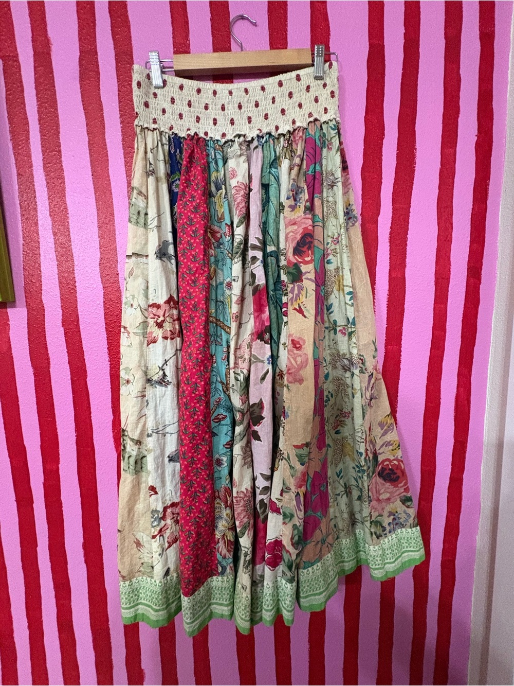 Floral Patchwork Maxi Skirt — Multicolor